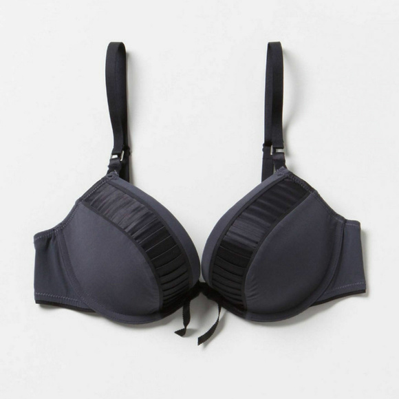 Anthropologie Night Shades Bra Navy Blue Satin Underwire By 6ixty 8ight Size 38C - Picture 1 of 3